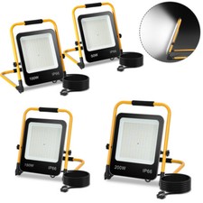 50-200W LED Flutlicht Baustrahler Scheinwerfer Gelb Fluter IP66 Stativ