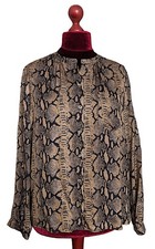 OUI seidige schwarzbeige Bluse