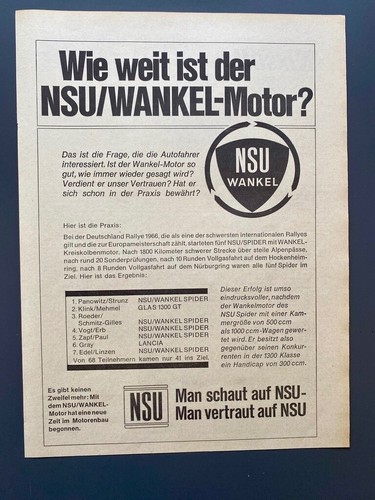 1966 wie weit ist der - ist, nsu