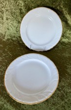 2 Teller Bareuther Bavaria Germany Porzellan Ø 20 cm, Goldrand, Wellenrand