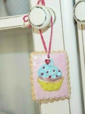 Landhaus  Shabby  Motiv Cupcake Muffin Anhänger Aufhänger Handmade Deko 