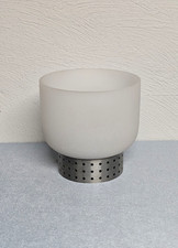 Feuerschale, Quarzglas, Edelstahl-Sockel + Deckel, Ethanolbrenner