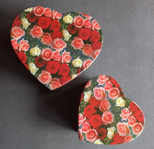 2-er Set Herz-Geschenkboxen Motiv Rosen