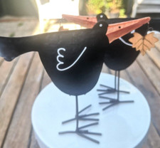 2 x Vogel Figuren Metall Deko
