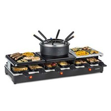 3in1 Raclette Grill Fondue 12 Personen Naturstein Metall Platte 1650W Tischgrill