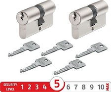 2 x ABUS E20 Tür-Profilzylinder 30/30 Gleichschliessend mit 5 Schlüssel