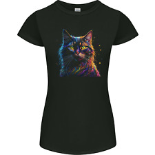 A Fantasie Katze Mit Cool Farben 7 Damen Petite Schnitt Maglietta