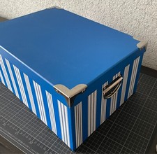 Aufbewahrungsbox 21 Liter, mit Deckel, Pappe, blau/weiß, LxBxH 36,9 x 28,1 x 20