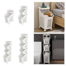 Wäschekorb mit Rollen, rollender Wäschesortierwagen, ausgehöhlter, tragbarer