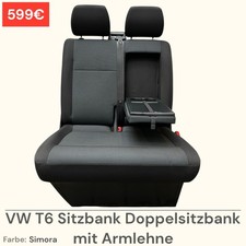 VW T5 T6 T6.1 Sitzbank Sitz 2er Doppelbank Doppelsitzbank mit Armlehne Simora