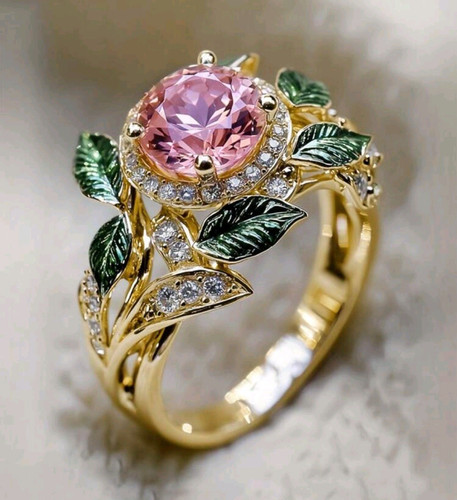 Ring goldfarben rosa kristall - ring,