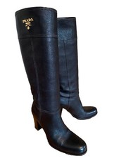 PRADA Stiefel 38 Hirschleder Cervo Antik Deer Schwarz *TOP*