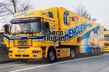 LKW Foto MAN F2000 Kühlsattelauflieger Deutschland gelb HENGLEIN FEINKOST, #a8qe