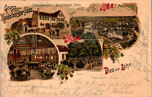 Litho gruss aus - gruss, rhein