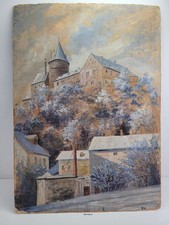 Malerei Burg Kriebstein Gebirgslandschaft Holzrahmen 102x72cm Wanddeko #2511017