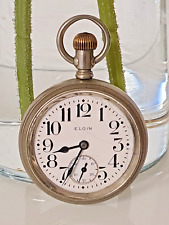 antike "ELGIN" TASCHENUHR 291501 Drehverschluß Läuft USA 2-16/ 140123