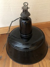 Original Vintage Industrielampe BOLICH schwarz Emaille 35cm Durchmesser