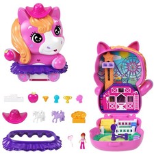 Polly Pocket Pony Rodeo Schatulle - Spiel-Set mit Mini-Puppe Pferd Mattel JCR39