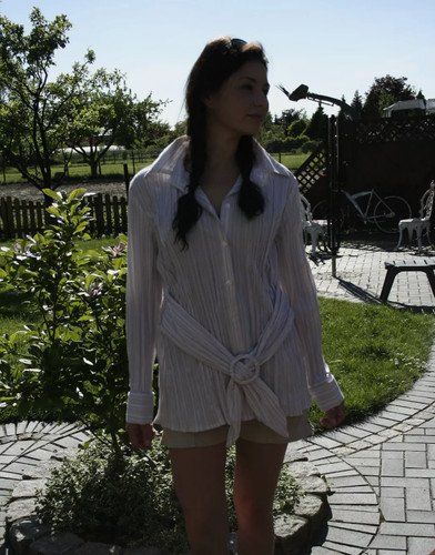 Bluse weiß feine - , streifen