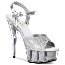 Sale DELIGHT-609-5G Pleaser High-Heels Plateausandaletten silber mit Glitter 35
