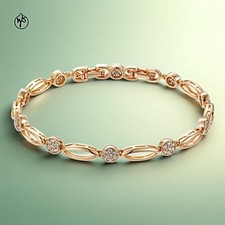 WseSto Armband Damen Vergoldet Rosegold Gold 585 Rolled Zirkonia Geschenkbeutel