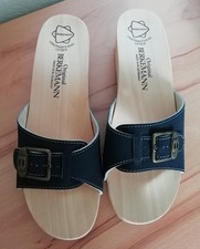 Berkemann Hamburg Damen Pantolette, Holz, Blau, Gr. 40, neu / ungetragen