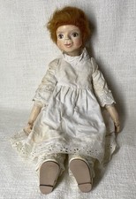 Alte Puppe aus Masse und Stoff H51cm