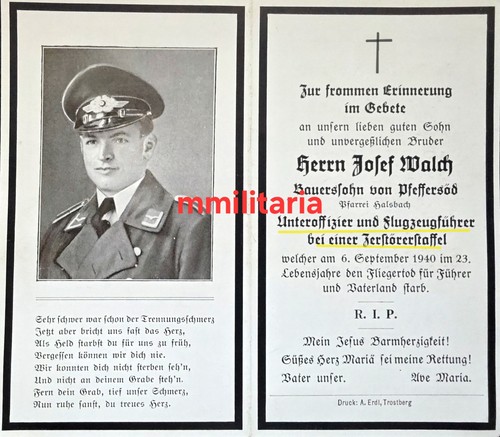 Sterbebild wwii unteroffizier - sterbebild,