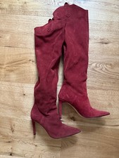 hoher Schaftstiefel in bordeaux von Zara, Wildlederimitat. Grösse 38