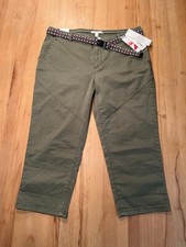 Neu Esprit Stretch Capri 7/8 Chino Hose Mit Gürtel Gr.40 L22 Khaki