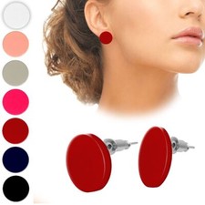 1 Paar kleine runde Ohrstecker Vintage Retro Scheibe Kreis Ohrringe viele Farben