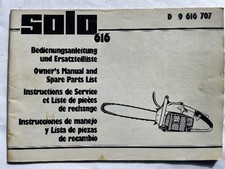 Solo 616  Motorsäge Bedienungsanleitung + Ersatzteilliste mit Schnittzeichnungen