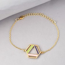 Original Benzol Emaille Armband für Damen in 14K Gelbgold verstellbar