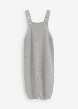 Mitwachsende Strick-Latzhose für Babys Gr. 92/98 Hellgrau Kinder Overall Neu