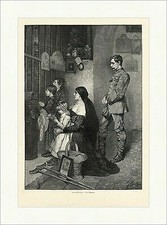 Georg Buchner. Ein Gelöbniss Kirche Kapelle beten Kinder Soldat Holzstich E 8786