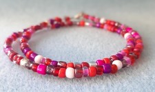 Kette Rocailles Glasperlen 4 mm, rot, 42 cm lang