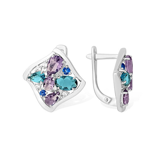 Ohrringe silber amethyst topas - silber,