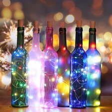 12 Korken 20LED Lichterkette Flaschenlicht Flaschenbeleuchtung Batterie Flasche