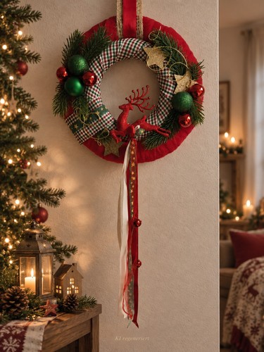 Weihnachtskranz rot hirsch - weihnachtskranz,