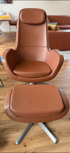 Sessel mit hocker leder - hocker,