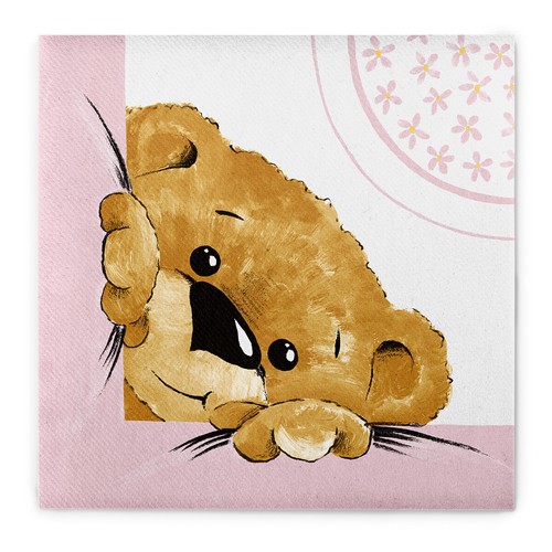 Serviette teddy rosa aus - teddy,