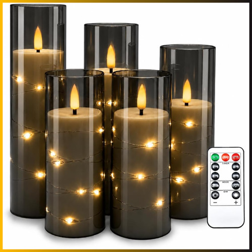Led kerzen set stück - 5, grau