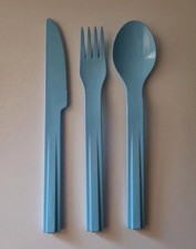 TUPPERWARE * Mediterrano Picknick Besteck  * Set blau  * Messer + Gabel + Löffel