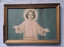 Bild mit Engel, Andenken an die erste k. Kommunion, im Holzrahmen, etwas defekt