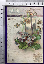 Künstlerkarte mit Glimmer GrussAK Blume Spruch 1901 nach Nittenau