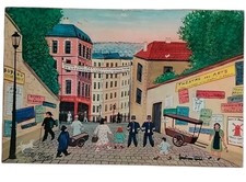 Naiver Kunst: Verschiedene Pariser Szenen, signiert H. Trotin, 7er SET 28,5x43,5
