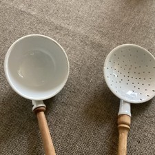 Dekorative Schöpfkellen Keramik Weiß Antik Landhausstil Bade Duplex