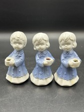 3 Engel Kerzenhalter Kerzenleuchter Leuchter Porzellan blau weiß 