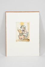 Q13V31- Simon Dittrich (1940-2024) Farbradierung Der Bücherwurm signiert