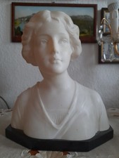 Jugendstil ALABASTER Büste SKULPTUR  ca.1900 , Ca. 28x24x13 cm, 8,8kg, Signiert 